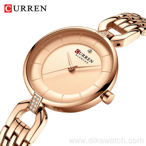 CURREN 9052 Women's Fashion Watch Luxury Dress Ladies Wristwatch Quartz Stainless Steel Small Dial Rose Gold Watch Analog Clock